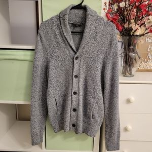 Express Mens Sweater Cardigan Gray Blue